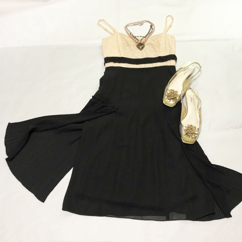 BCBG black and cream A line dress